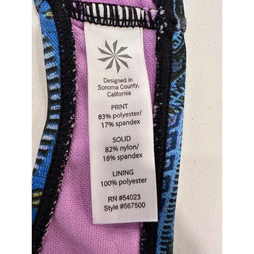 Athleta Tankini Swimsuit Two Piece Set 36 D/DD Large Blue Paisley Halter Mandala - Picture 9 of 16